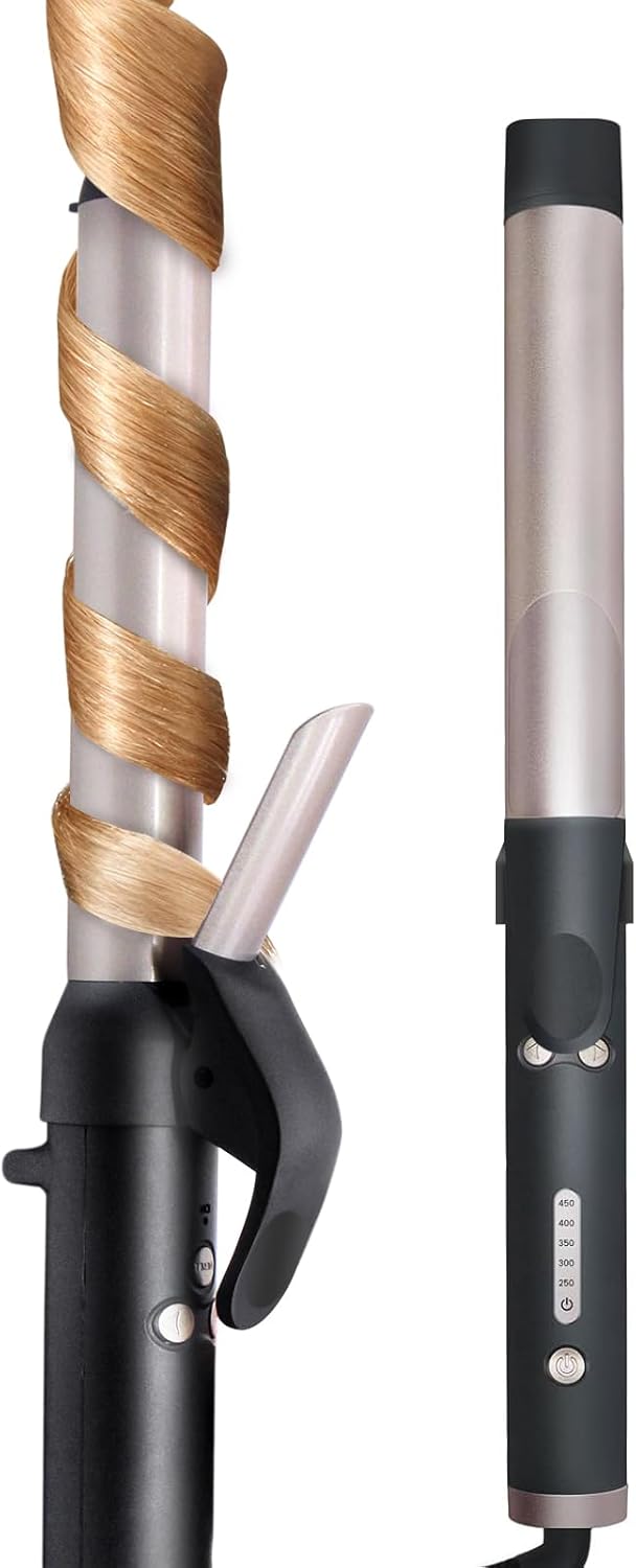 MQUPIN Rotating Curling Iron 1 inch Professional Automatic Wave Hair Curling Wand for Women, Dual Ceramic Voltage Fast Heating Hair Curlers for Long/Middle/Short All Hair (1 INCH, Rose Gold)