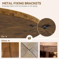 Round Dining Table, 47 Inch Round Dinner Table for 4, Industrial Kitchen Table with Wooden Top and Metal Base for Home Dining Room or Living Room - Rustic Brown(Only Table) - Image 4