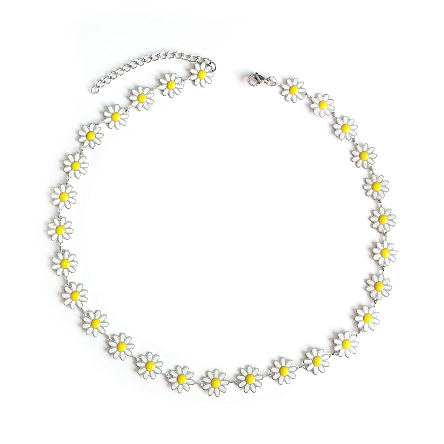 Cute Daisy Flower Necklace Fashion Jewelry For Women Chrysanthemum Choker Enamel Sunflower Neck Jewelry For Women (Necklace)