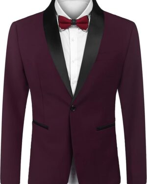 COOFANDY Men's Tuxedo Jacket One Button Dress Suit Blazer Jacket for Wedding Dinner Prom Party