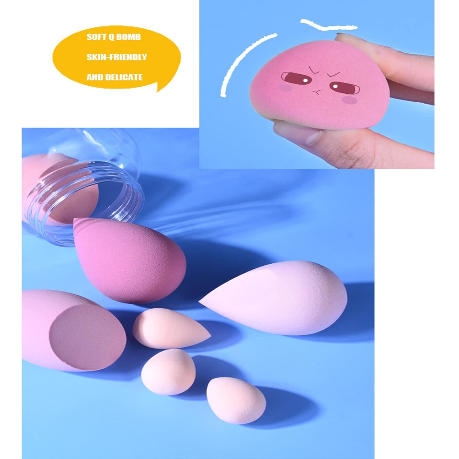 7 Pcs Multi-color Makeup Sponge Set, Foundation Blending Beauty Blender, Flawless for Liquid Creams and Powders - Image 6