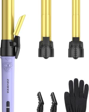 Ceramic Rotating Curling Iron, 3 in1 Self-Rotating Curler with Interchangeable Barrels (0.75" 1" 1.25") for Multiple Hairstyles, Fast Heat-Up Auto Curling Wand, Dual Voltage, Adjustable Temp