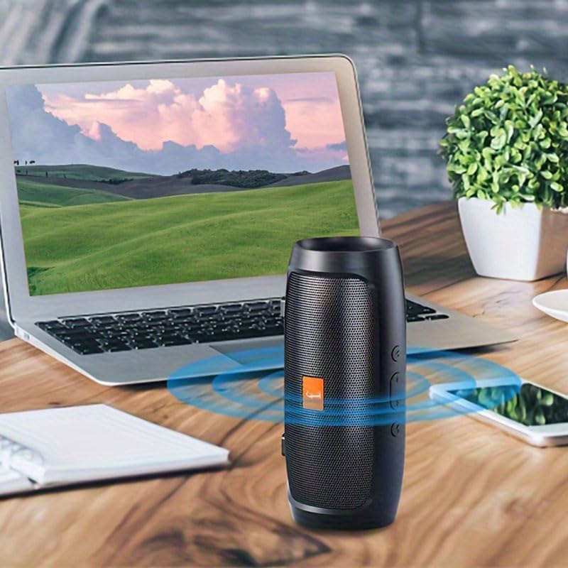 Waterproof Bluetooth Speaker with 32GB SD Card | IPX5 Splash Proof | 1200mAh Battery | 10m Wireless Range | Portable for Outdoor, Shower, Travel (17x8x8cm) (Black) - Image 2