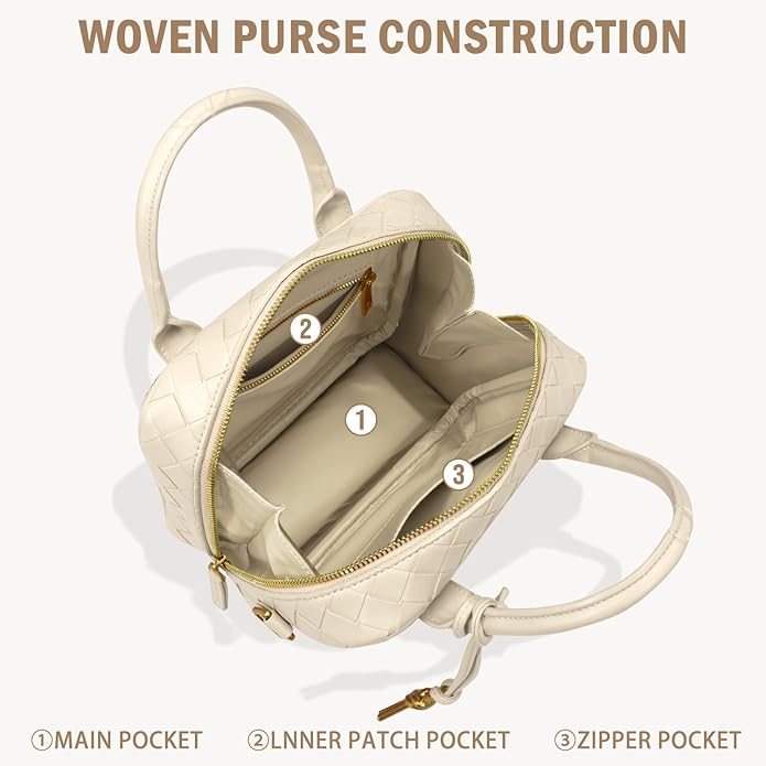 Woven Bag for Women Top Handle Satchel Handbag Crossbody Bag PU Leather Shoulder Bag Woven Purses for Women - Image 5
