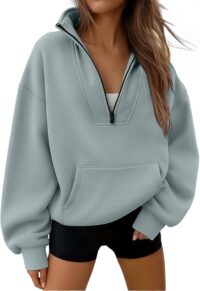 Trendy Queen Womens Oversized Sweatshirts Half Zip Pullover Fall Long Sleeve Quarter Zip Hoodies Teen Girls Y2K Clothes