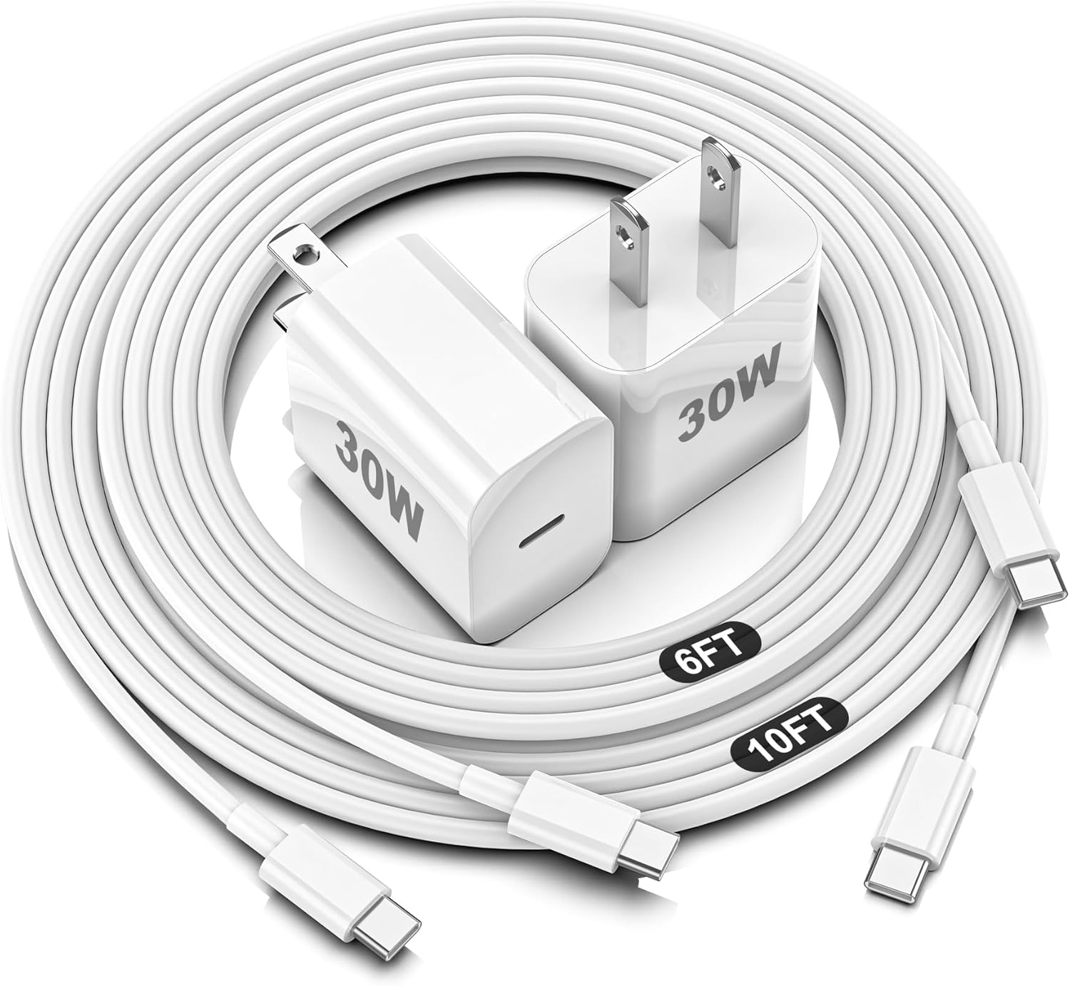 iPhone 16 15 Charger Fast Charging,30W USBC Charger Block with 6&10FT Long USB C Charging Cable Cord Compatible with iPhone 16/16 Pro Max/16E/15/15 Pro Max/iPad Pro,Samsung Galaxy S24 Ultra
