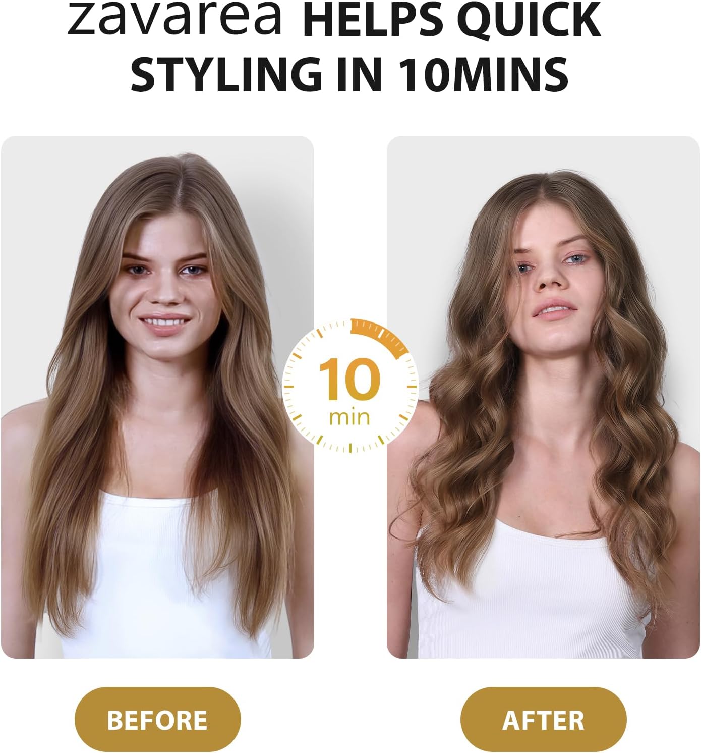 Zavarea Automatic Curling Iron, 1 Inch Hair Curler with 5 Temperatures, 3-Ways Rotation & 3-Styling Modes, Anti-Scald & Tangle-Free Self Rotating Curling Wand (Silver Gold) - Image 2
