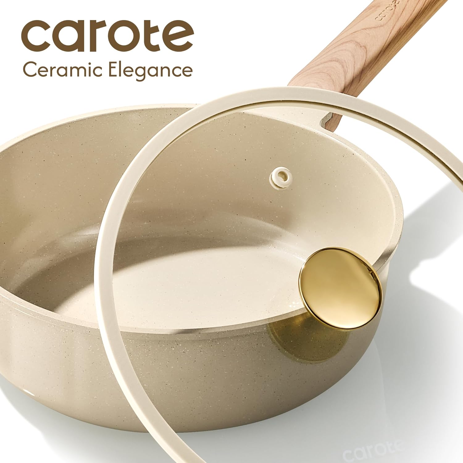 CAROTE 14Pcs Pots and Pans Set Non stick, Ceramic Cookware Set, Non-toxic Kitchen Cooking Set, PFAS and PFOA Free - Image 4