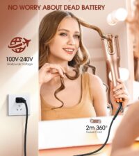 Automatic Curling Iron, Professional Automatic Hair Curler with 1" Curling Wand Large Slot & 4 Temperature & 3 Timer, Dual Voltage Anti-Tangle Rotating Curling Iron with Auto Shut-Off for Hair Styling - Image 4