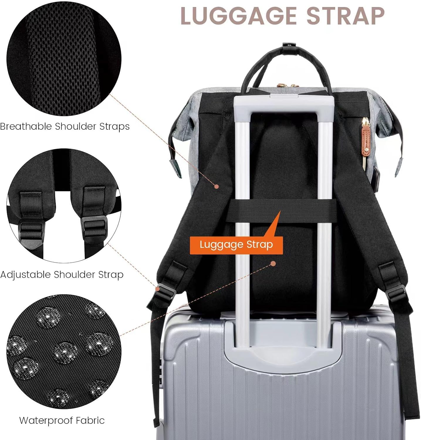 LOVEVOOK Laptop Backpack for Women, 15.6 Inch Work Business Backpacks Purse With Large Capacity, Waterproof Nurse Bag College Bookbag for School, Waterproof Casual Daypack for Travel - Image 5