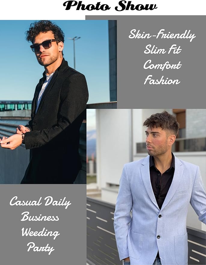 COOFANDY Mens Casual Blazer Sport Coat Lightweight Two Button Business Suit Jackets - Image 2
