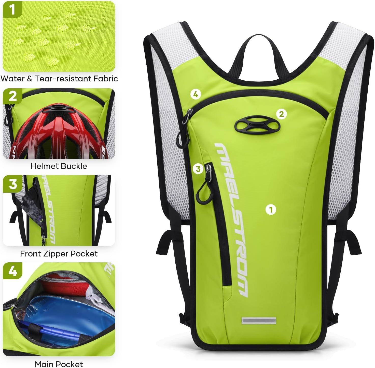 Maelstrom Running Hydration Vest, Hiking Backpack with 2L Water Bladder for Cycling Rave for Men Women - Image 7