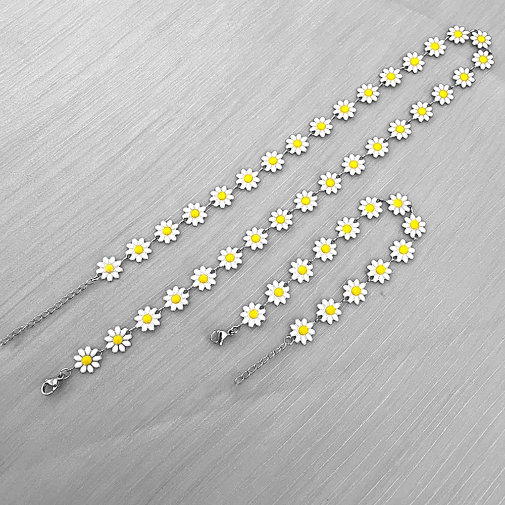 Cute Daisy Flower Necklace Fashion Jewelry For Women Chrysanthemum Choker Enamel Sunflower Neck Jewelry For Women (Necklace) - Image 4