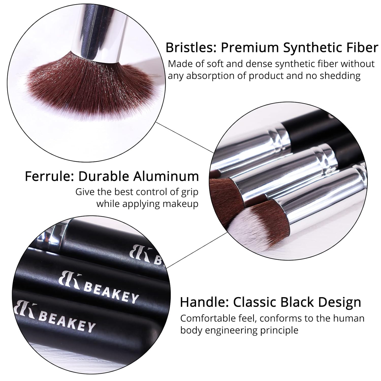 BEAKEY Professional Makeup Brush Set, Ultimate Glamour Make up Brushes for Eye and Face, Foundation, Eyeshadow, Eye Shadow, Concealer, with 2 Blender Sponge for Flawless Application - Image 5