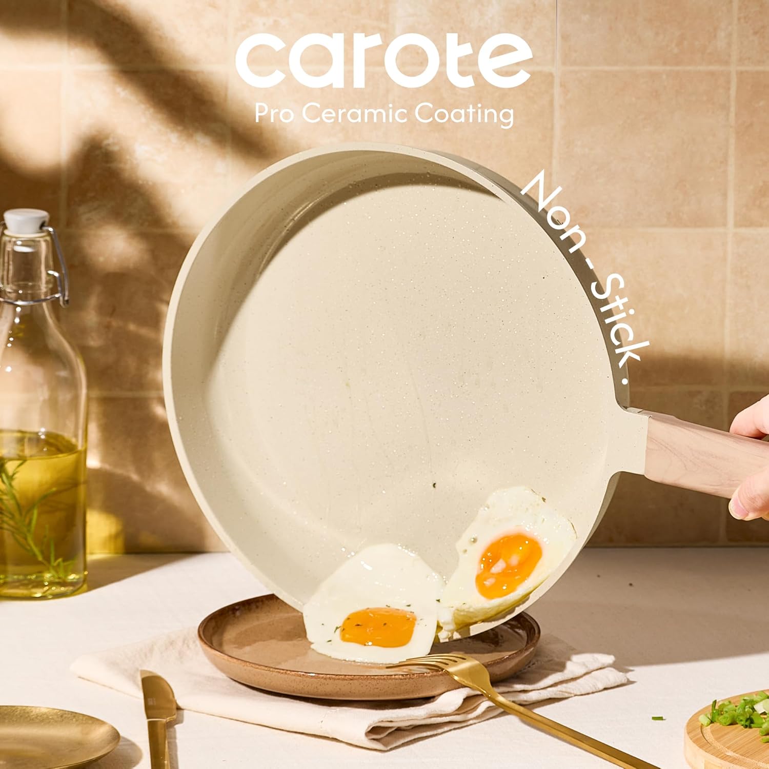 CAROTE 14Pcs Pots and Pans Set Non stick, Ceramic Cookware Set, Non-toxic Kitchen Cooking Set, PFAS and PFOA Free - Image 6