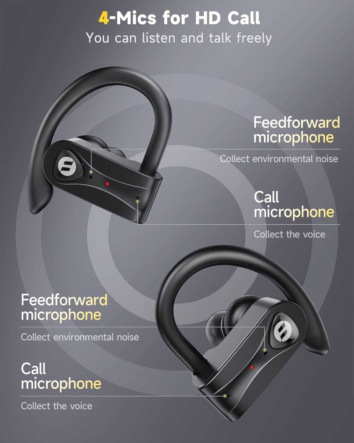 Wireless Earbuds 4 Mic Clear Call Bluetooth Headphones - Image 4