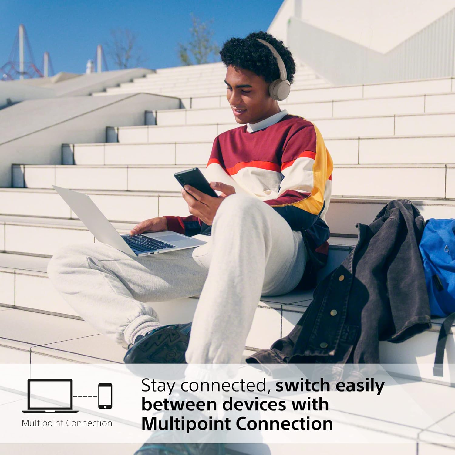 Sony Wireless Bluetooth Headphones - Up to 50 Hours Battery Life with Quick Charge Function, On-Ear Model - WH-CH520C.CE7 - Limited Edition - Cappuccino/Beige - Image 2