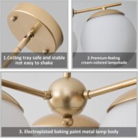 Globe Sputnik Chandelier Light Fixture 3-Light Milk White Glass Pendant Light Nordic Mid-Century Modern Ball Chandelier for Dining Room,Island,Bedroom,Living Room,Height Adjustable - Image 6