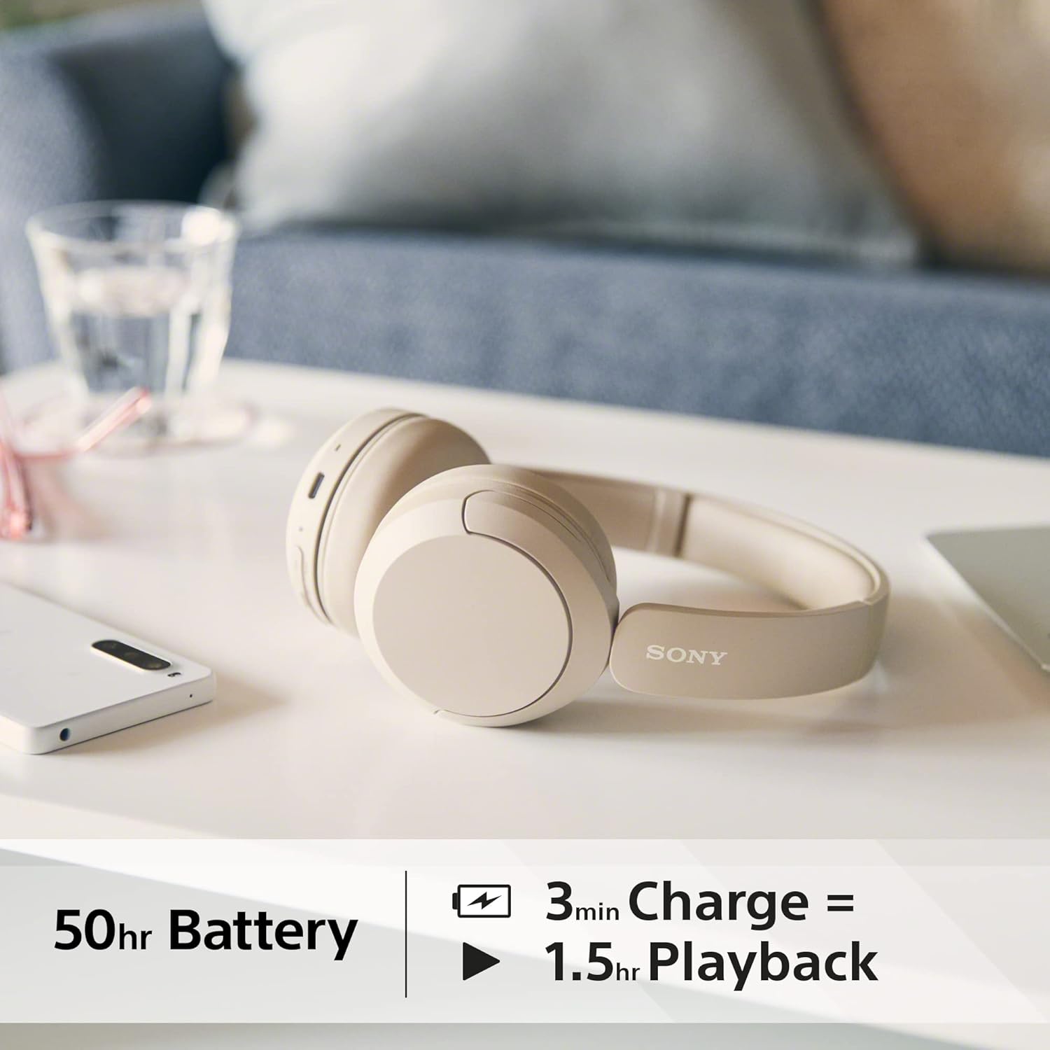 Sony Wireless Bluetooth Headphones - Up to 50 Hours Battery Life with Quick Charge Function, On-Ear Model - WH-CH520C.CE7 - Limited Edition - Cappuccino/Beige - Image 5