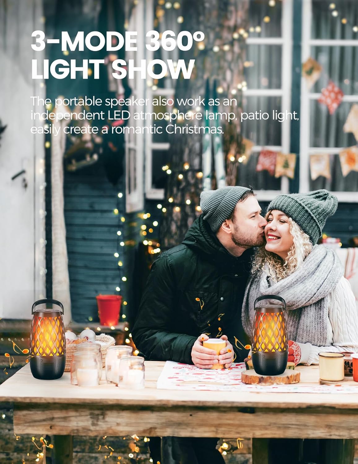 Upgraded Outdoor Speakers Gift for Men Bluetooth Speaker with lights Multi-Sync up to 100 Speakers Auto-Pairing HD Stereo Sound Cool Tech Gadgets for Him IPX5 Waterproof for Outside|Patio - Image 2