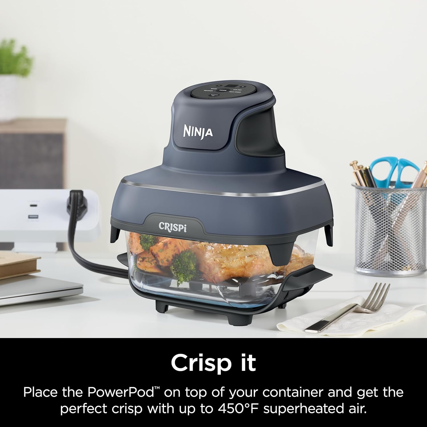 Ninja 6 Cup CleanCrisp Glass Container with Leak-Proof Storage lid, Compatible Crispi® Portable Cooking System, Microwave, Freezer & Dishwasher Safe, PFAS & PTFE Free Glass, XSKSFN6CUP - Image 2
