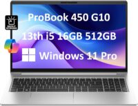 HP ProBook 450 G10 Business Laptop (15.6" FHD Anti-Glare, Intel 10-Core i5-1334U, 16GB RAM, 512GB SSD, (Beats i7-1255U)) Backlit KB, Webcam, Ethernet, Wi-Fi 6E, Win 11 Pro w/ AI Copilot, Silver