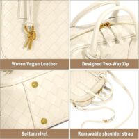 Woven Bag for Women Top Handle Satchel Handbag Crossbody Bag PU Leather Shoulder Bag Woven Purses for Women - Image 4