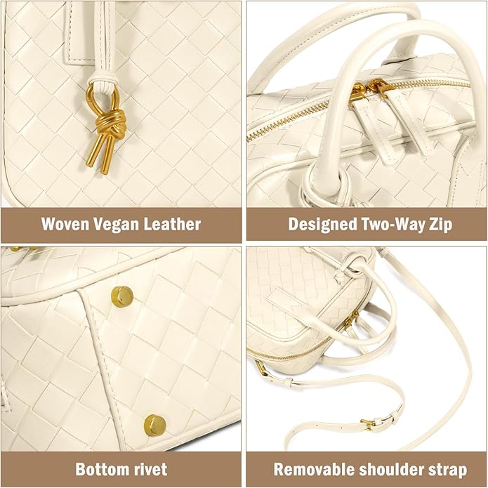 Woven Bag for Women Top Handle Satchel Handbag Crossbody Bag PU Leather Shoulder Bag Woven Purses for Women - Image 4