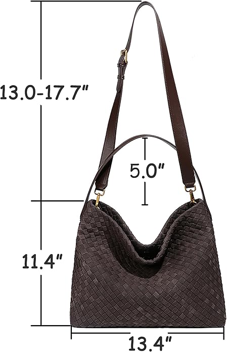 Woven Suede Shoulder Bag for Women Suede Hobo Bag Tote Elegant Handbag Satchel for Work Travel - Image 6
