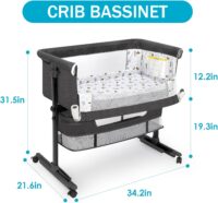 Baby Bassinet, Baby Basinet Bedside Sleeper, Easy to Fold Portable Crib Side Bassinet 2025new Style Girl/boy bassinets (Dark Gray) - Image 5