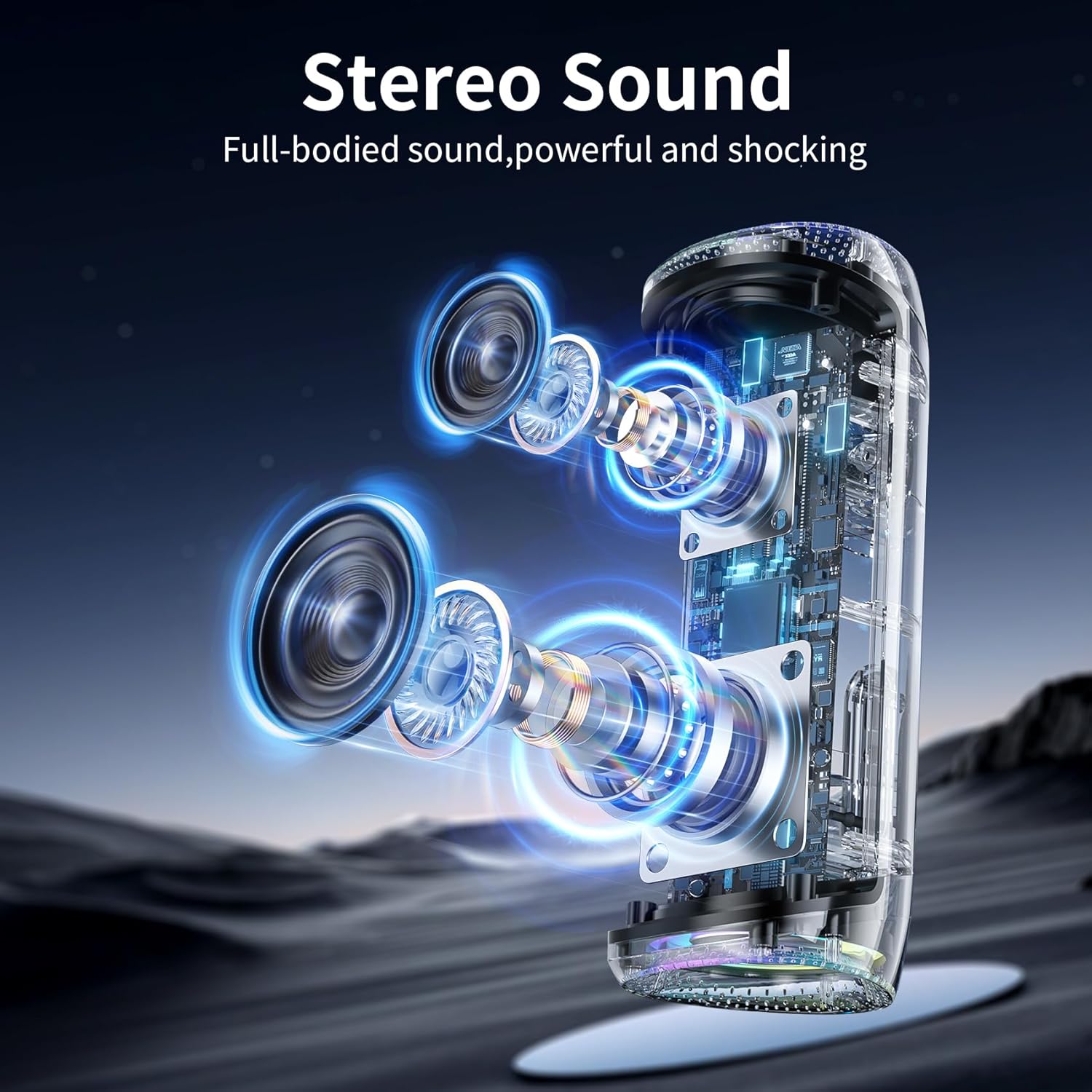 Portable Bluetooth Speaker with Lights, Stocking Stuffers, Powerful Crystal Clear Sound, IPX5 Waterproof, All Day Playtime, BT 5.3, TWS Paring, Small Wireless Speaker for Outdoor, White Elephant Gifts - Image 2
