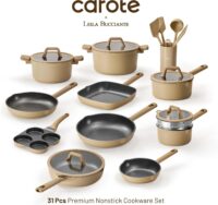 CAROTE 31PCS Pots and Pans Set, Nonstick Cookware Set Kitchen Non Stick Induction Cookware Non-toxic Granite Cooking set - Image 5