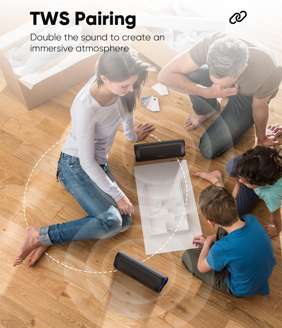 Bluetooth Speaker with HD Sound, Portable Wireless, IPX5 Waterproof, Up to 20H Playtime, TWS Pairing, BT5.3, for Home/Party/Outdoor/Beach, Stocking Stuffers, White Elephant Gifts for Adults (Black) - Image 6