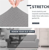 Easy-Going Stretch Jacquard Couch Cover, 1-Piece Soft Sofa Cover, Sofa Slipcover with Anti-Slip Foams, Washable Furniture Protector for Kids, Pets (Sofa, Light Gray1) - Image 4