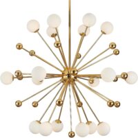 KCO Lighting Modern Gold Globe Sputnik Chandelier 18-Light Milk Glass Ball Round Pendant Lighting Mid Century Contemporary Starburst Chandelier Kitchen Island Dining Lights Fixture (18-Light)