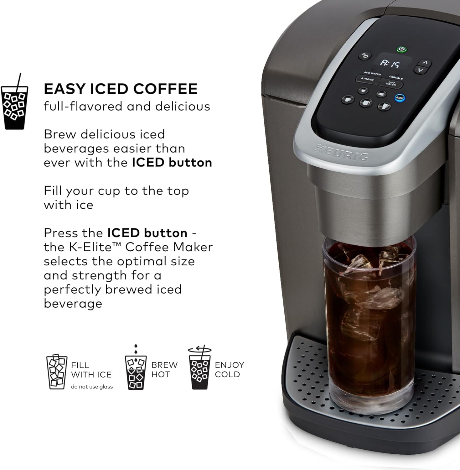 Keurig K-Elite Single Serve K-Cup Pod Coffee Maker, with Strength and Temperature Control, Iced Coffee Capability, 8 to 12oz Brew Size, Programmable,... - Image 2