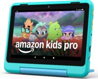 Amazon Fire HD 8 Kids Pro tablet, ages 6-12. Bright 8" HD screen, includes ad-free content, parental controls, 13-hr battery, slim case for older kids, 64GB, Hello Teal, (2024 release)