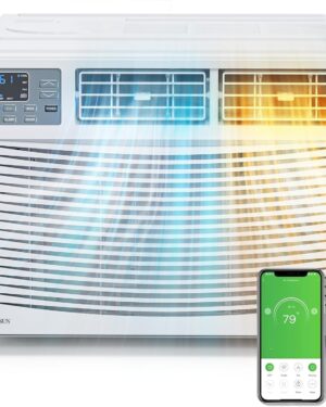 ROVSUN 8000 BTU Window Air Conditioner with Heat, Window AC Unit & Heater Combo with APP & Voice Smart Control, Timer Function & Easy Installation Kit, Work with Alexa/Google Assistant, 115V/60Hz