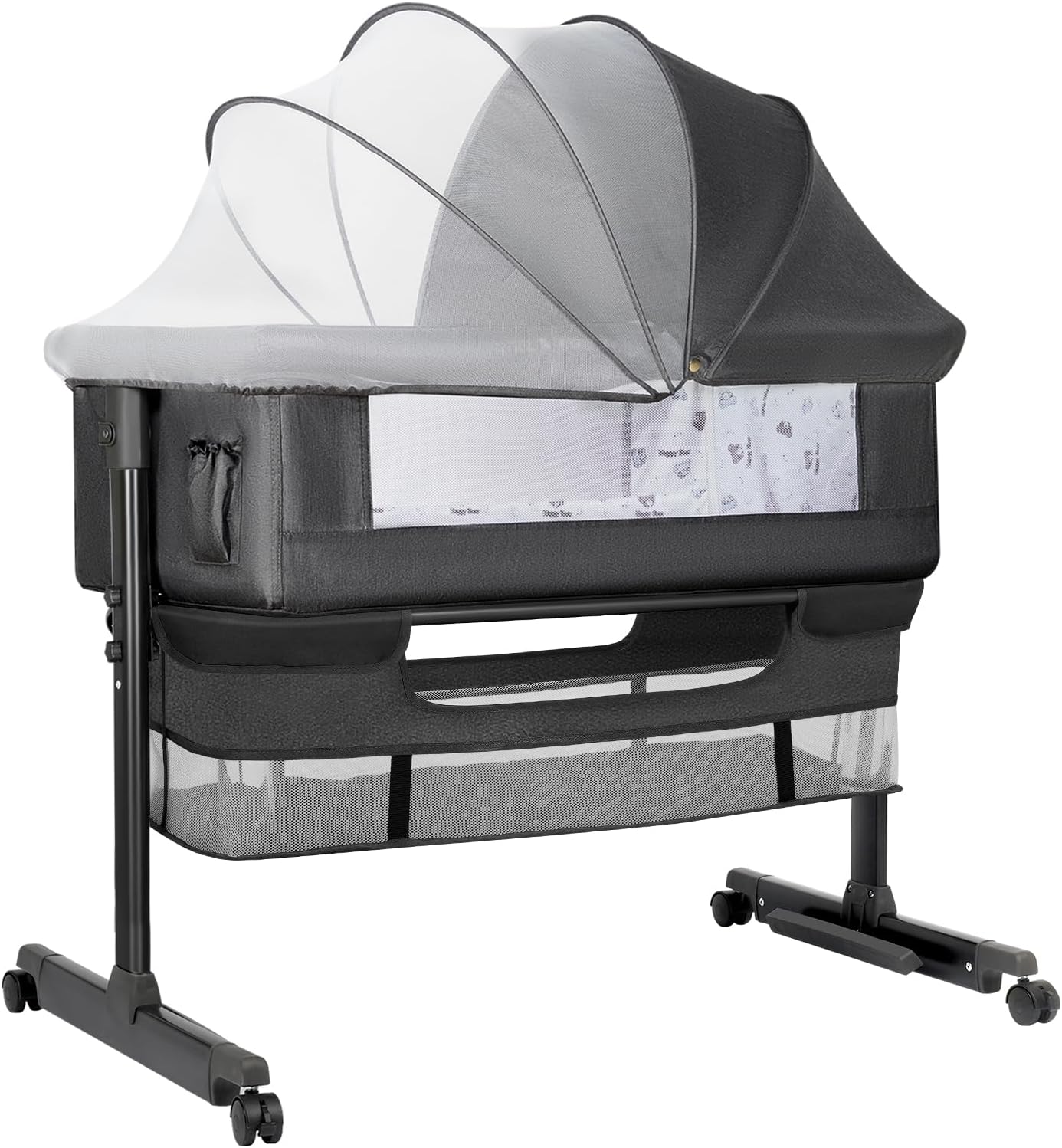 Baby Bassinet, Baby Basinet Bedside Sleeper, Easy to Fold Portable Crib Side Bassinet 2025new Style Girl/boy bassinets (Dark Gray) - Image 7