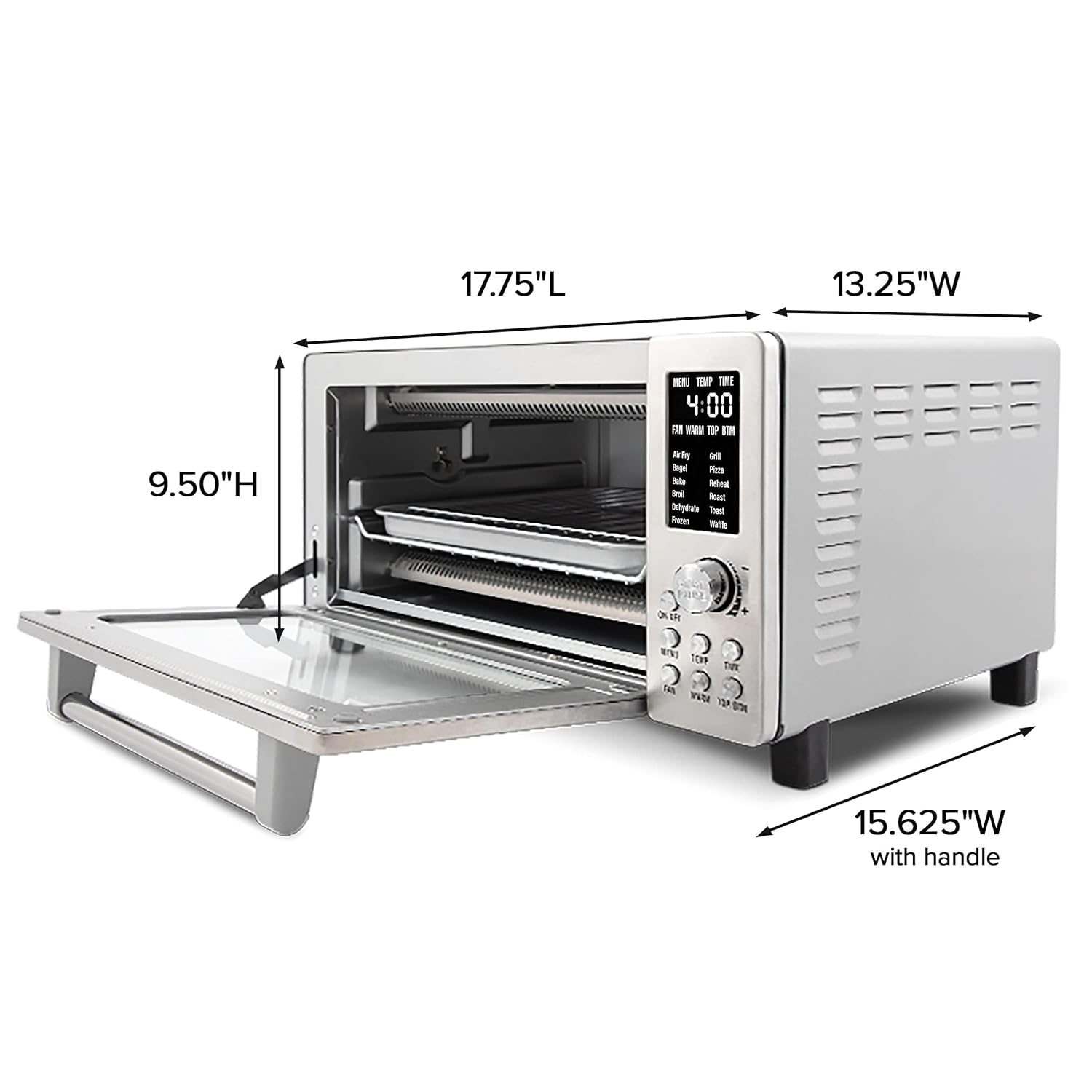 Nuwave Bravo Air Fryer Toaster Smart Oven, 10-in-1 Countertop Convection, 1800 Watts, 21-Qt Capacity, 50°-450°F Temp Controls, Top and Bottom Heater Adjustments 0%-100%, PFAS Free, Stainless Steel - Image 3