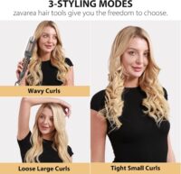 Zavarea Automatic Curling Iron, 1 Inch Hair Curler with 5 Temperatures, 3-Ways Rotation & 3-Styling Modes, Anti-Scald & Tangle-Free Self Rotating Curling Wand (Silver Gold) - Image 3