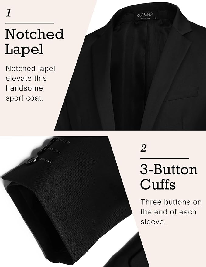 COOFANDY Mens Sport Coat Casual Blazer One Button Business Suit Jacket - Image 3