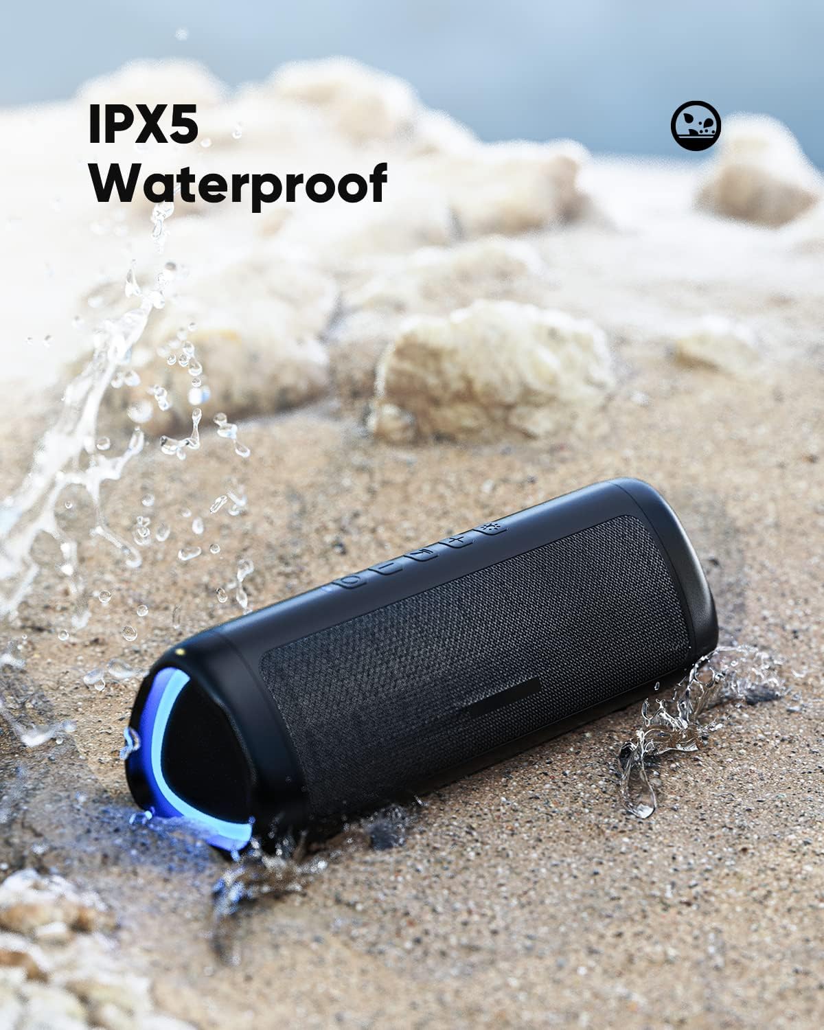 Bluetooth Speaker with HD Sound, Portable Wireless, IPX5 Waterproof, Up to 20H Playtime, TWS Pairing, BT5.3, for Home/Party/Outdoor/Beach, Stocking Stuffers, White Elephant Gifts for Adults (Black) - Image 9