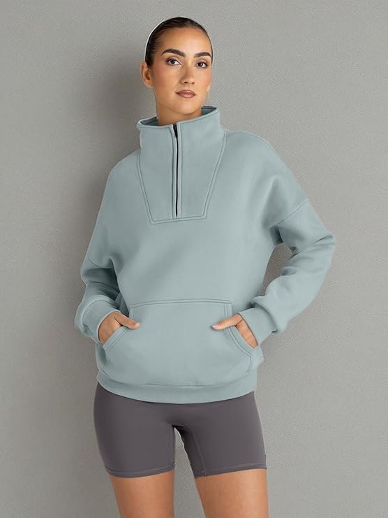 Trendy Queen Womens Oversized Sweatshirts Half Zip Pullover Fall Long Sleeve Quarter Zip Hoodies Teen Girls Y2K Clothes - Image 2