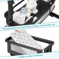 Baby Bassinet, Baby Basinet Bedside Sleeper, Easy to Fold Portable Crib Side Bassinet 2025new Style Girl/boy bassinets (Dark Gray) - Image 4