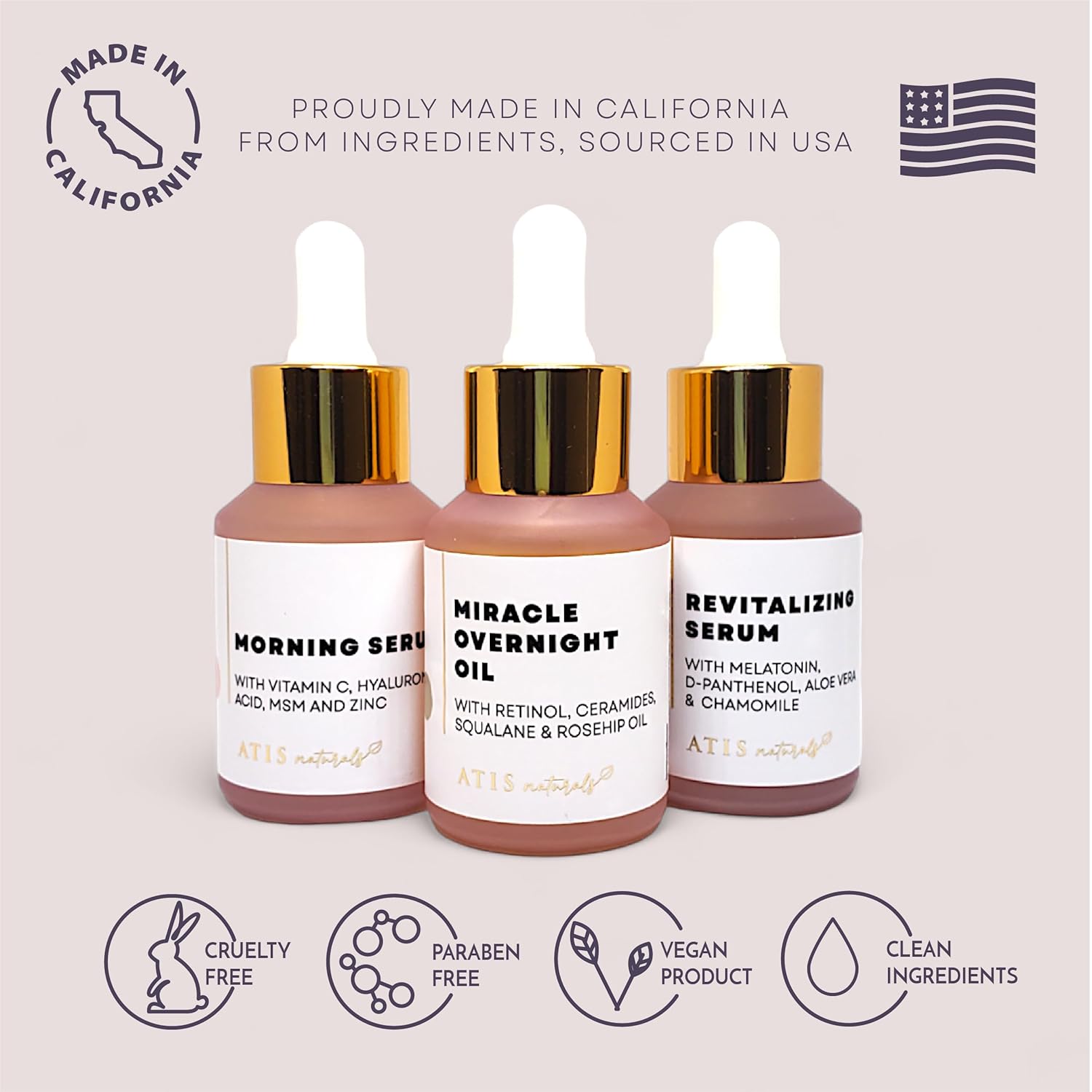 ATIS Facial Serum 3 Pack, Vitamin C Serum, Retinol Serum and Hyaluronic Acid Serum For Anti Aging & Wrinkle - Boost Skin Collagen, Hydrate & Plump Skin - Image 6