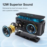 DOSS SoundBox Touch Wireless Bluetooth Speaker with 12W HD Sound and Bass, IPX5 Waterproof, 20H Playtime, Handsfree, for Office, Home, Outdoor, Travel-Upgraded - Image 9