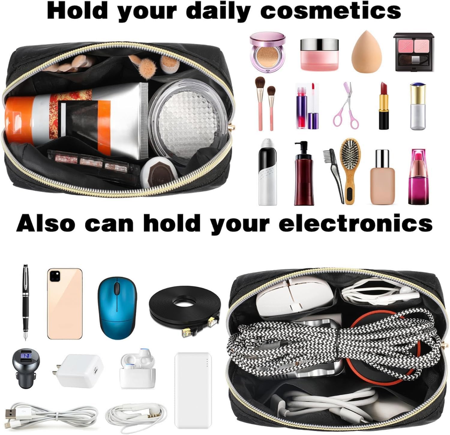 MATEIN Mini Backpack for Women, Waterproof Stylish Daypack Purse Shoulder Bag with USB Charging Port, Lightweight Small Casual Daily Travel Backpack, Lady Girls Gifts for Work School, 2pcs Sets, Black - Image 3