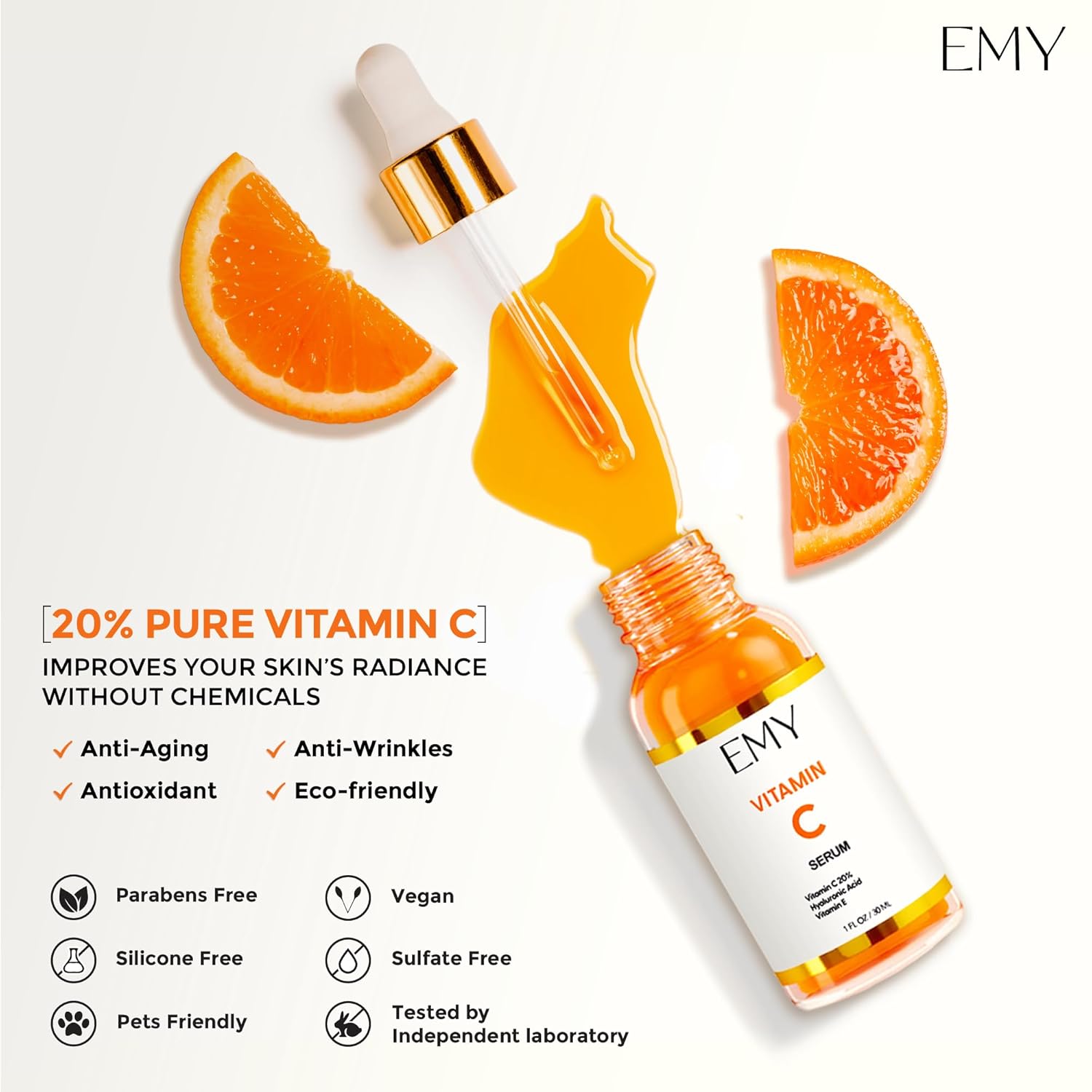 Vitamin C Serum Hyaluronic Acid Anti-aging Face Moisturizer Nourishing Protects your skin Anti-wrinkle care Collagen Glycerin Ascorbic Acid Plumping Cream - Image 3