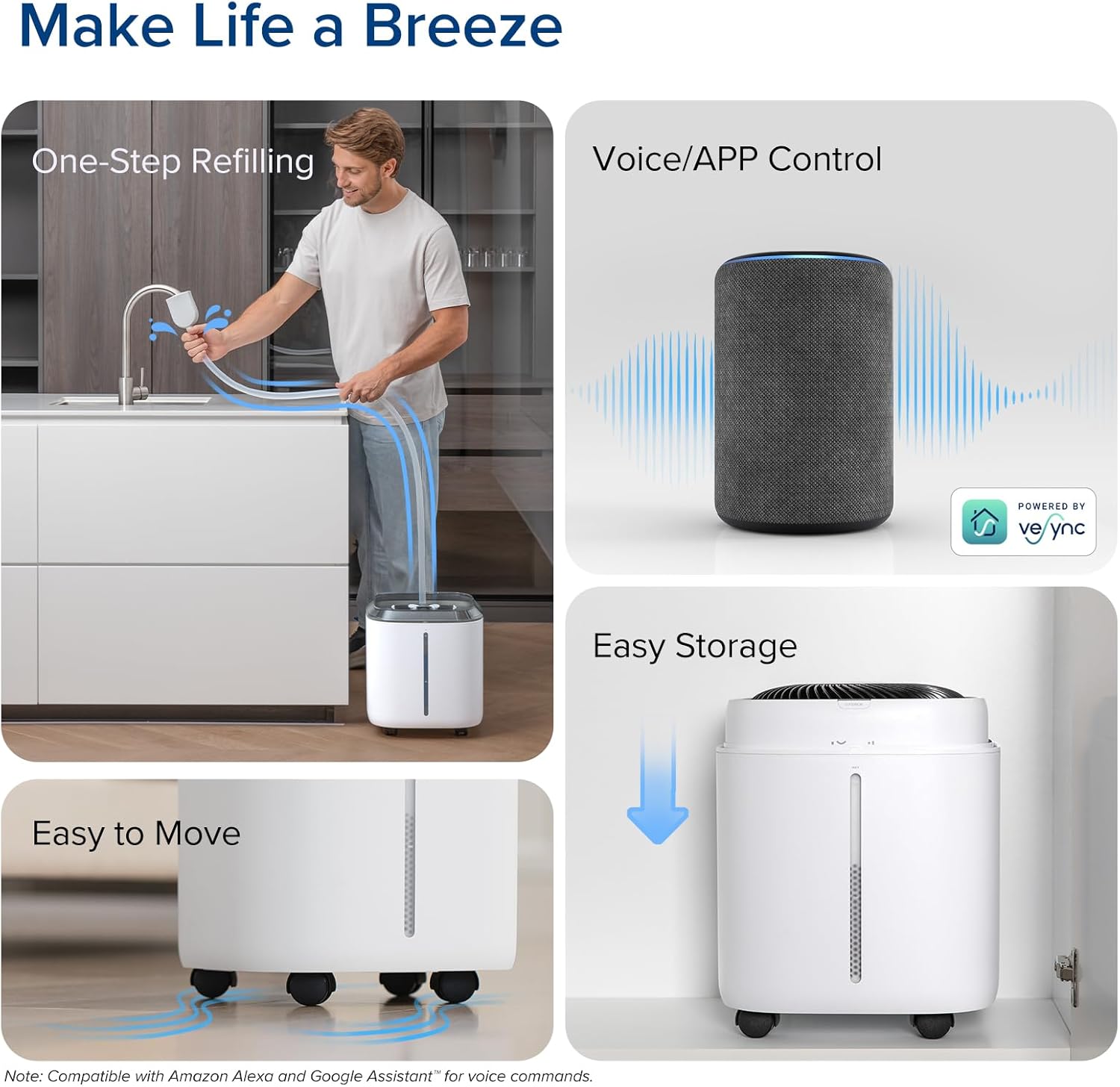LEVOIT Superior 6000S Smart Evaporative Humidifiers for Home Whole House up to 3000ft², 6 Gal, Last 72-Hour, Premium Filter, Dry Mode, Wheels & Water Fill Hose & Foldable Storage - Quiet Sleep Mode - Image 3
